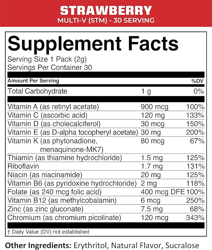 MTN OPS Multi-V, Daily Multivitamin for Women & Men with Immune Support, Safe for Kids, Gluten Free STM Packs, Variety of Flavors, 30 Servings