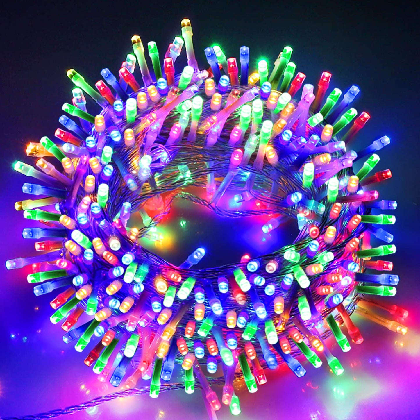 VTECHOLOGY Christmas String Lights, 33FT, 100 LEDs, Multicolor, Copper, Model QL300IE, 8 Modes, Indoor/Outdoor Fairy Lights