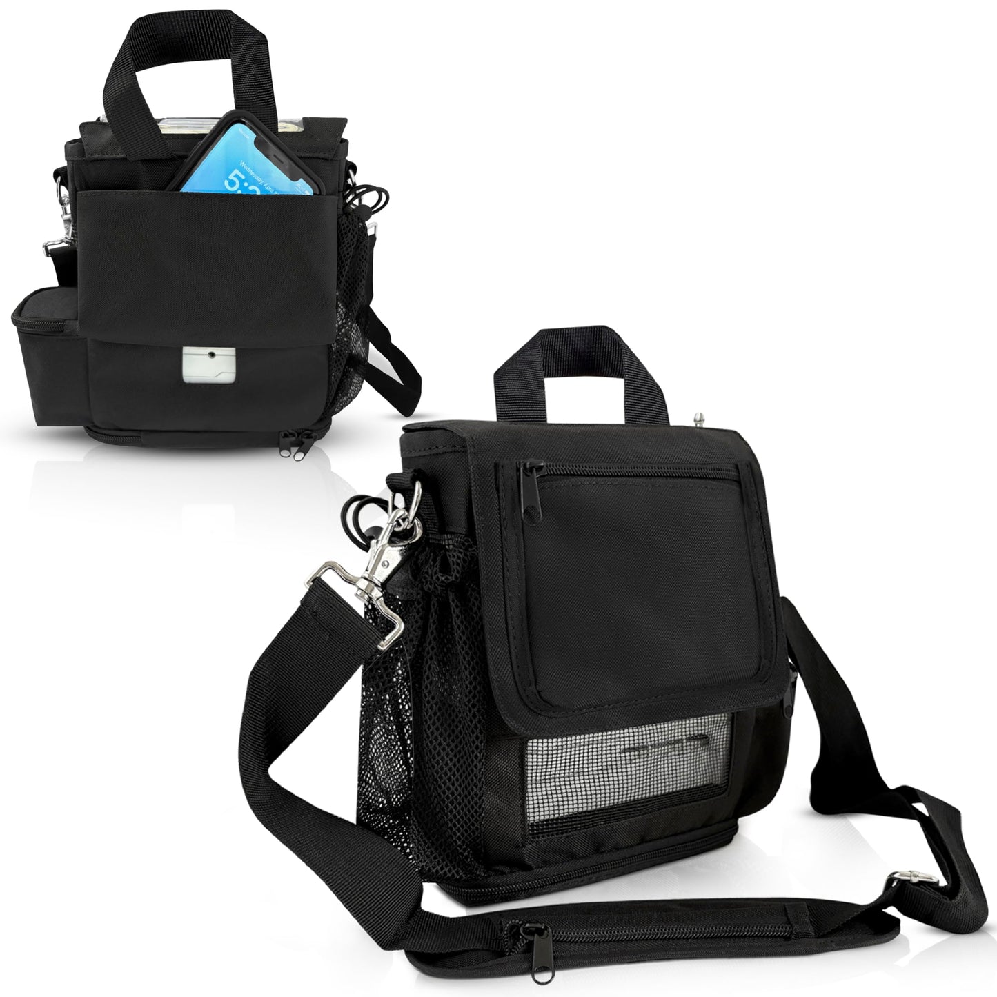 O2TOTES USA Lightweight Carry Bag for Inogen One G5 & Rove 6 - 15 oz Breathable Mesh, Multiple Pockets & Zippered Bottom for Easy Battery Access