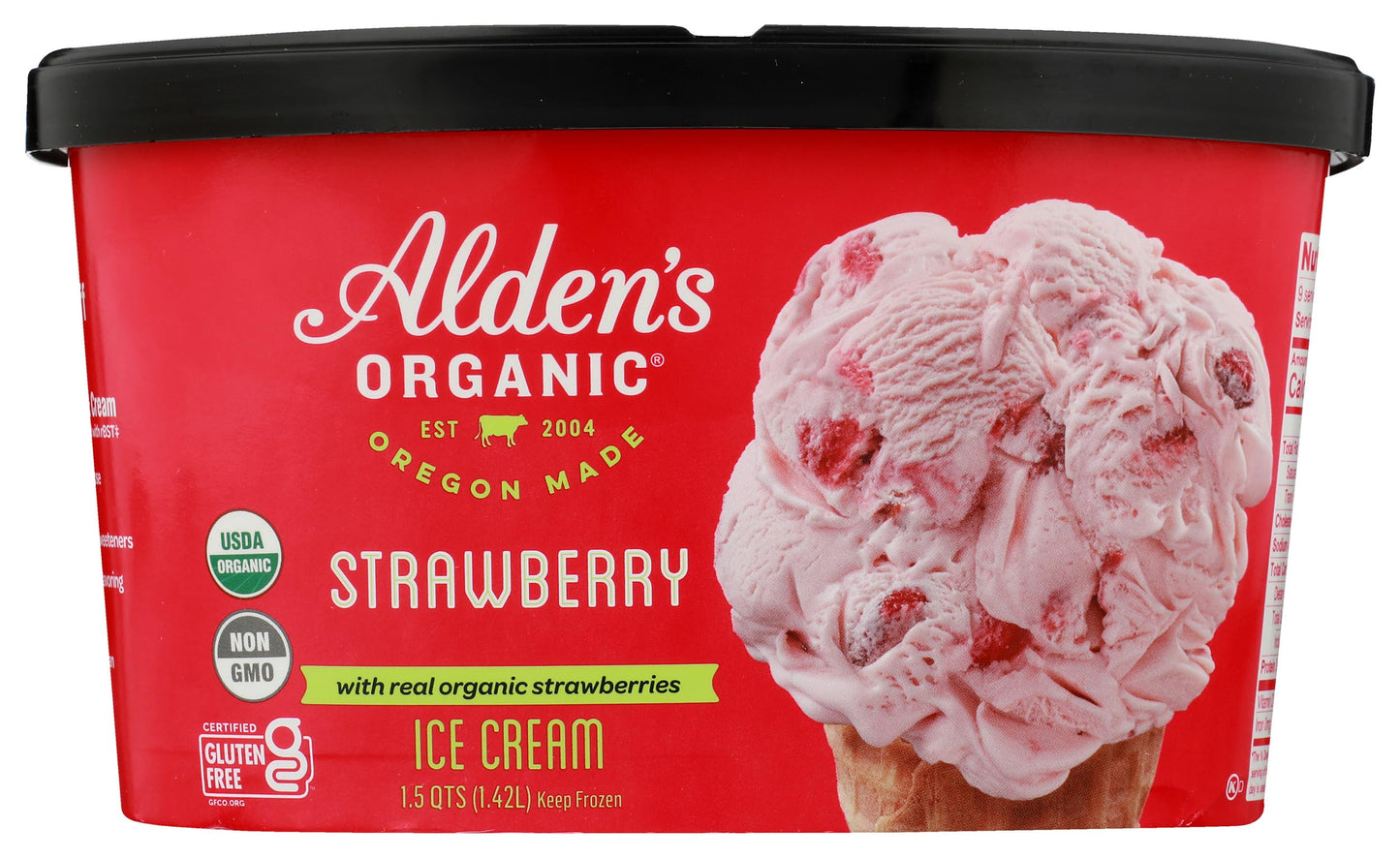 Aldens, Organic Strawberry Ice Cream, 48 oz (Frozen)