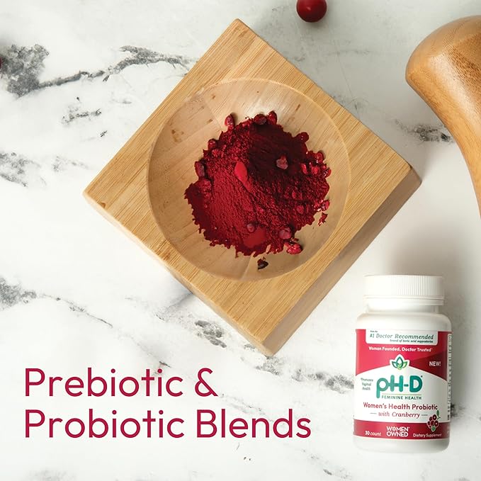 pH-D Feminine Health Support - Women's Health Probiotic with Prebiotic Blend, Cranberry Fruit Extract - Oral Supplement - 30 Count