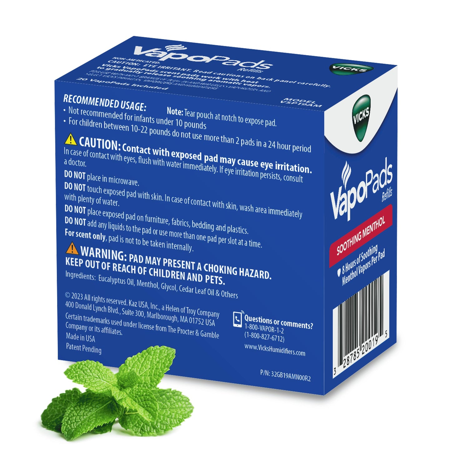 Vicks VapoPads Original Menthol Scent Refill Pads for Vicks Humidifiers and Sinus Inhalers, 20-Pack