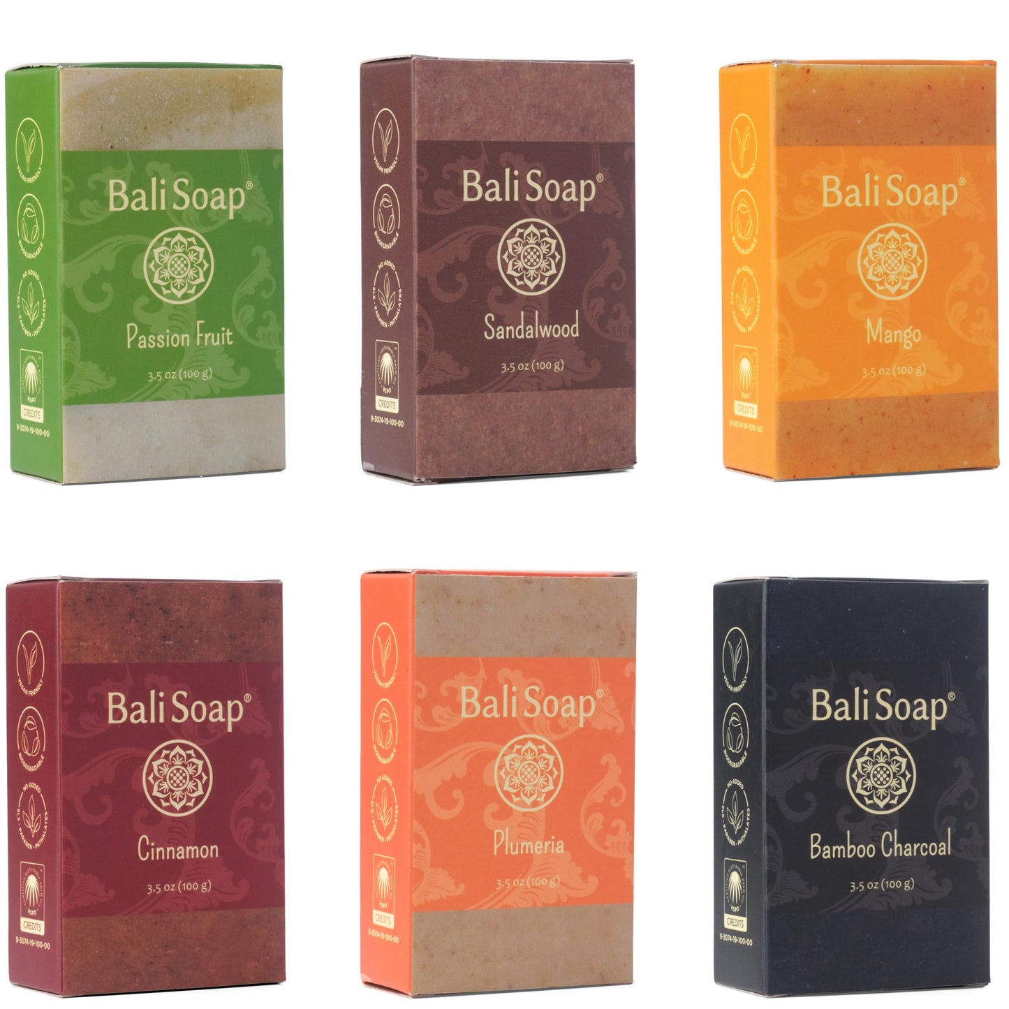 Bali Soap Orange Collection - 6pc Variety Pack Natural Cold Process Bars - Exfoliating Cleanser for Face, Hand, Body - Plant-Bas