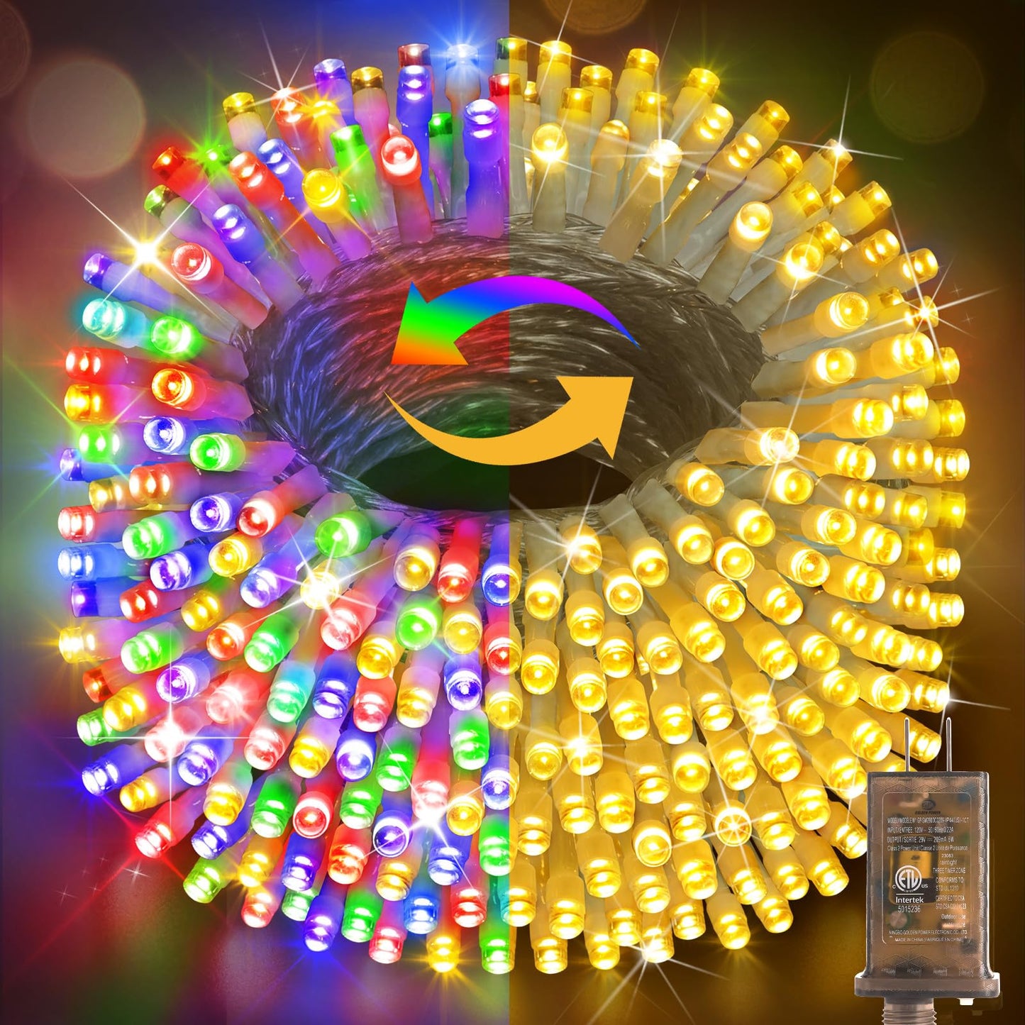 Hezbjiti Christmas Lights Outdoor 1000 LEDs 394FT Waterproof Color Changing String Lights Multicolor to Warm White