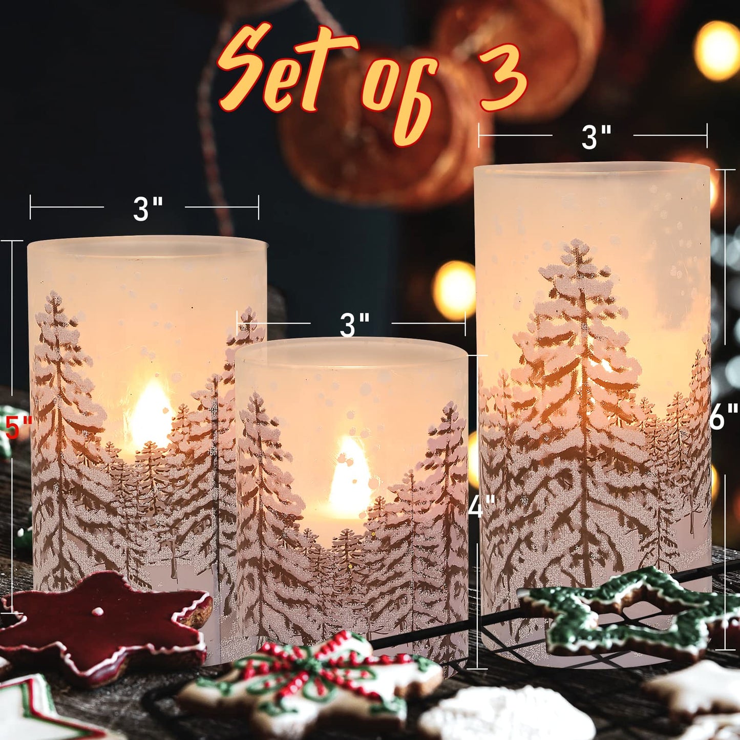 Silverstro Christmas Tree Flameless Candles With Remote Control & Timer Function, Real Wax Glass Candles, Home Party Wedding Hol