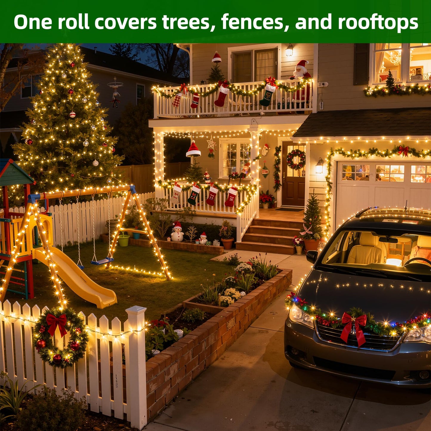 1500 Led 470Ft Christmas Lights Outdoor 12 Lighting Modes Christmas String Lights With Timer  Dimmable Warm White Led String Light Waterproof For Yard Patiotree Xmas Wedding Party Holiday Decorations