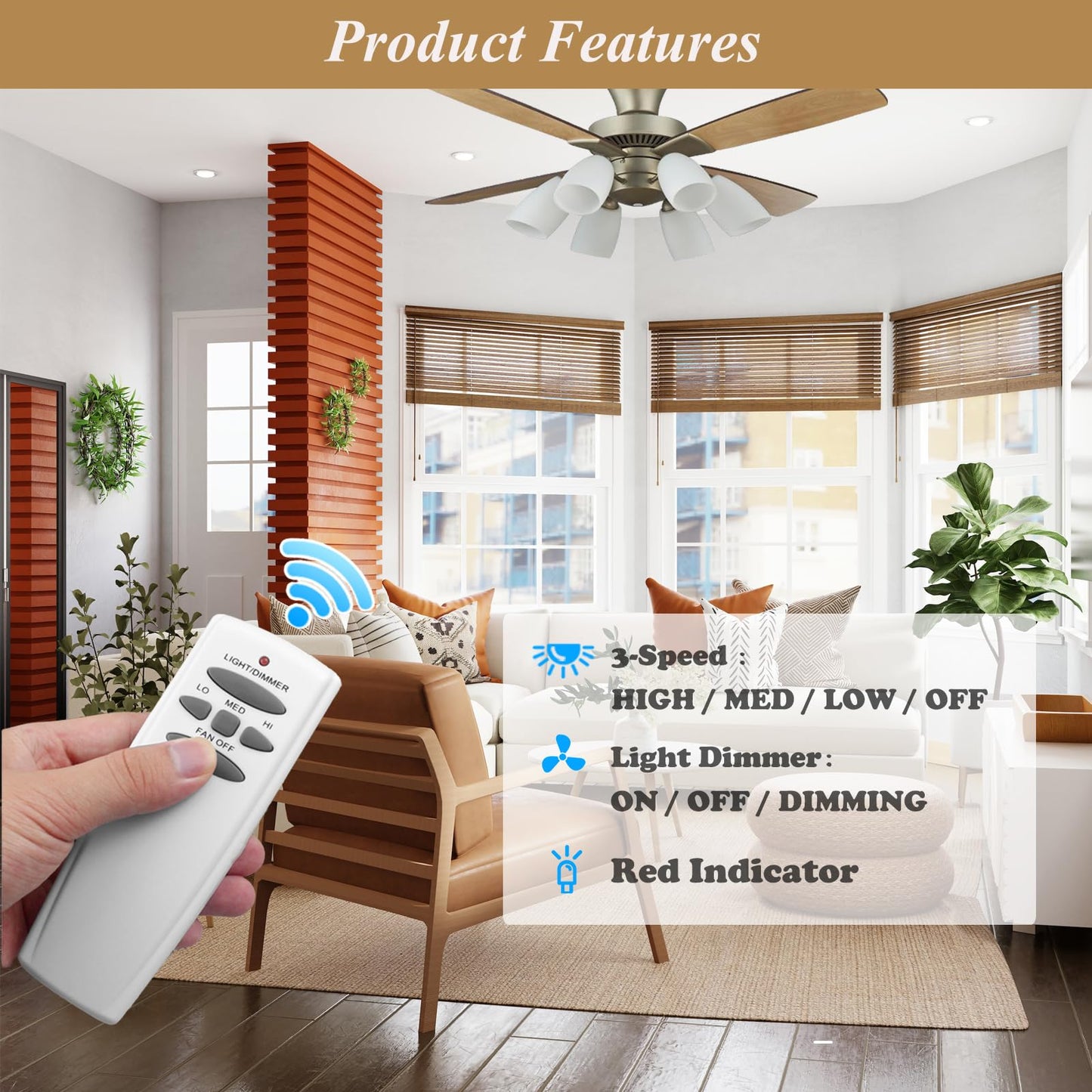 Universal Ceiling Fan Remote Control Kit With Dimmer, Replacement For Hampton Bay, Hunter, Harbor Breeze, Fan-Hd5 L3H2010Fanhd R