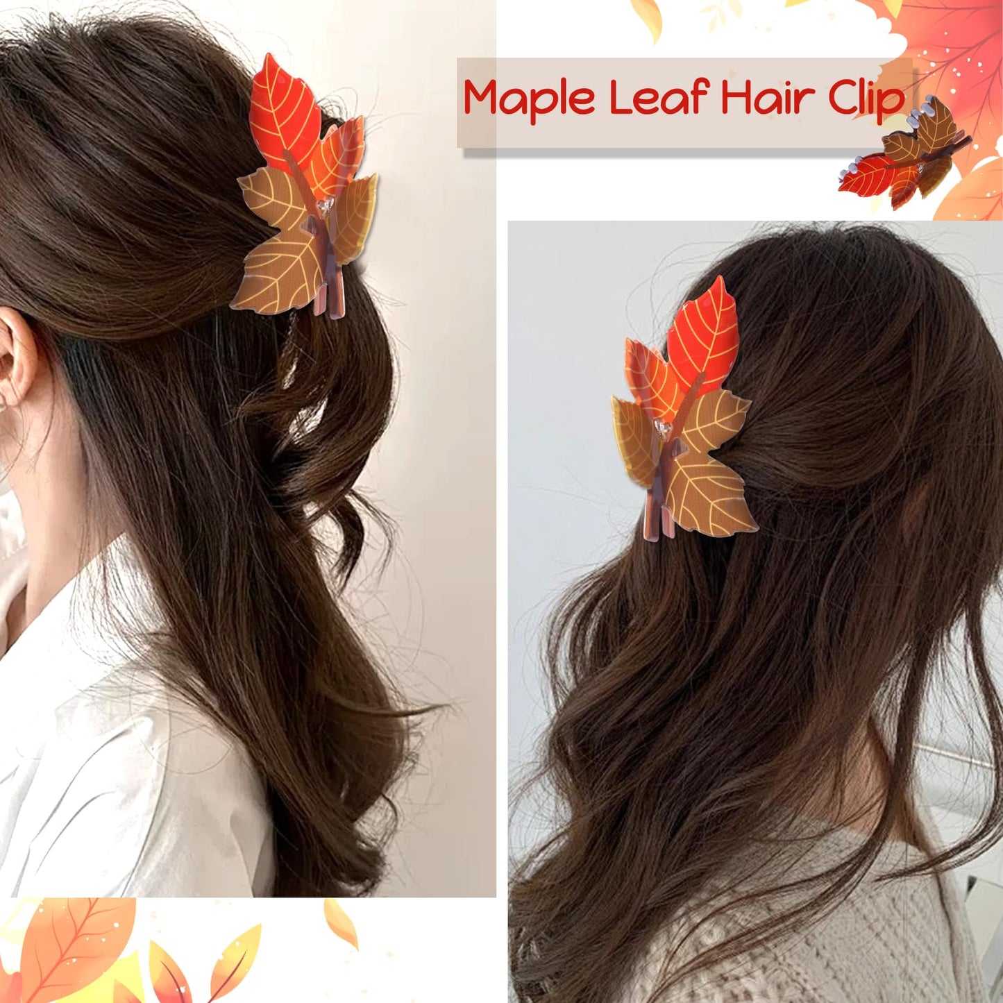 Maple Leaf Hair Clips Fall Fallen Leaves Hair Accessories Thanksgiving Hair Clip Maple Leaf Claw Clips for Women Autumn Fashion
