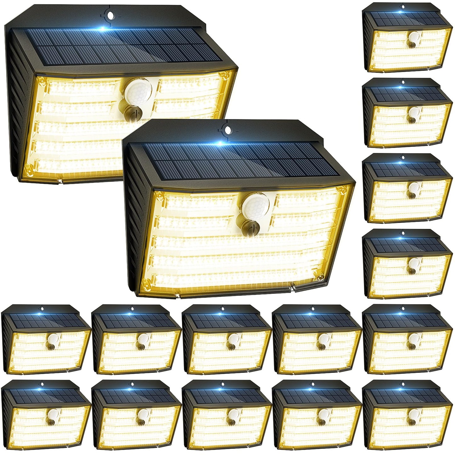 CLAONER Solar Motion Lights, IP65 Waterproof, 3 Modes, 16 Pack, Warm White, Model SL136AW-US