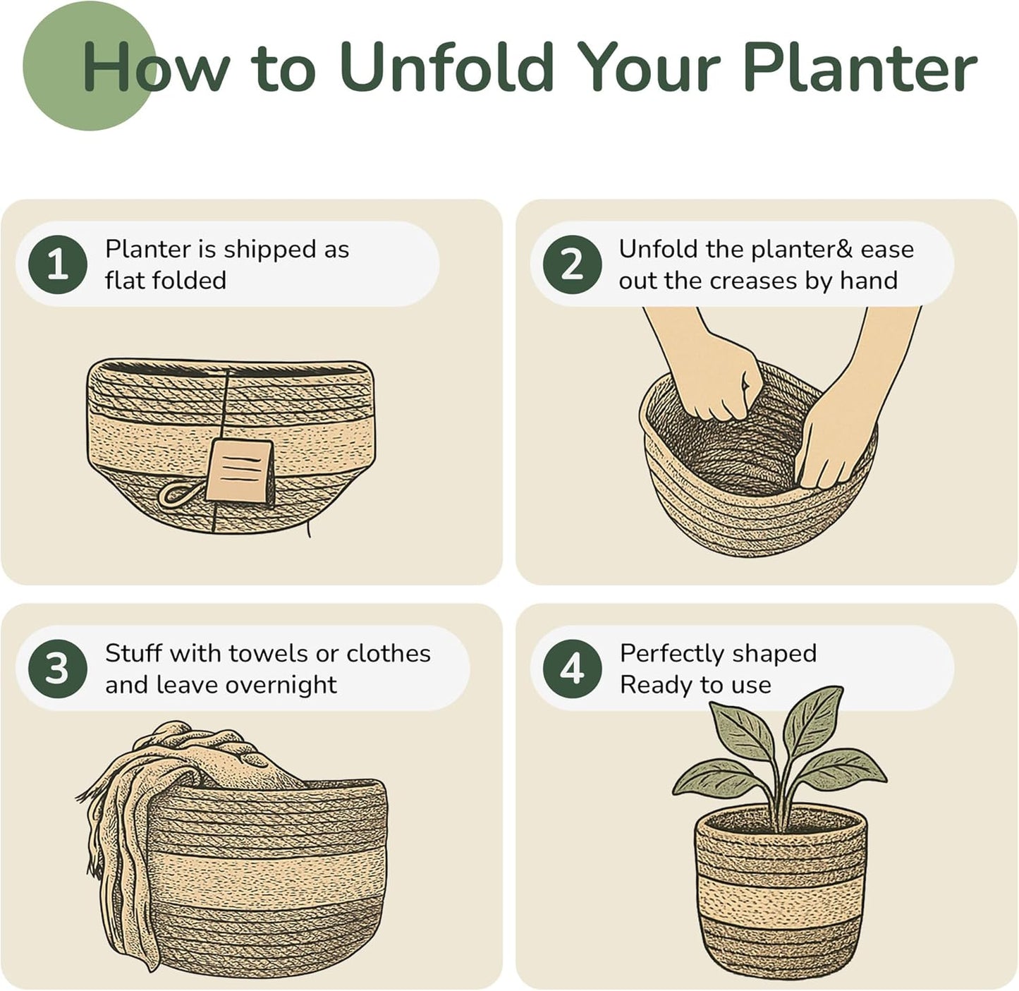 Jute Planter Basket-Woven Jute Rope Covers for Decorating Indoor/Outdoor Succulents, Small Plant Pots-Set of 2-Multi-Purpose Storage Bins 6.5 Inches - Modern Style Décor- Brown