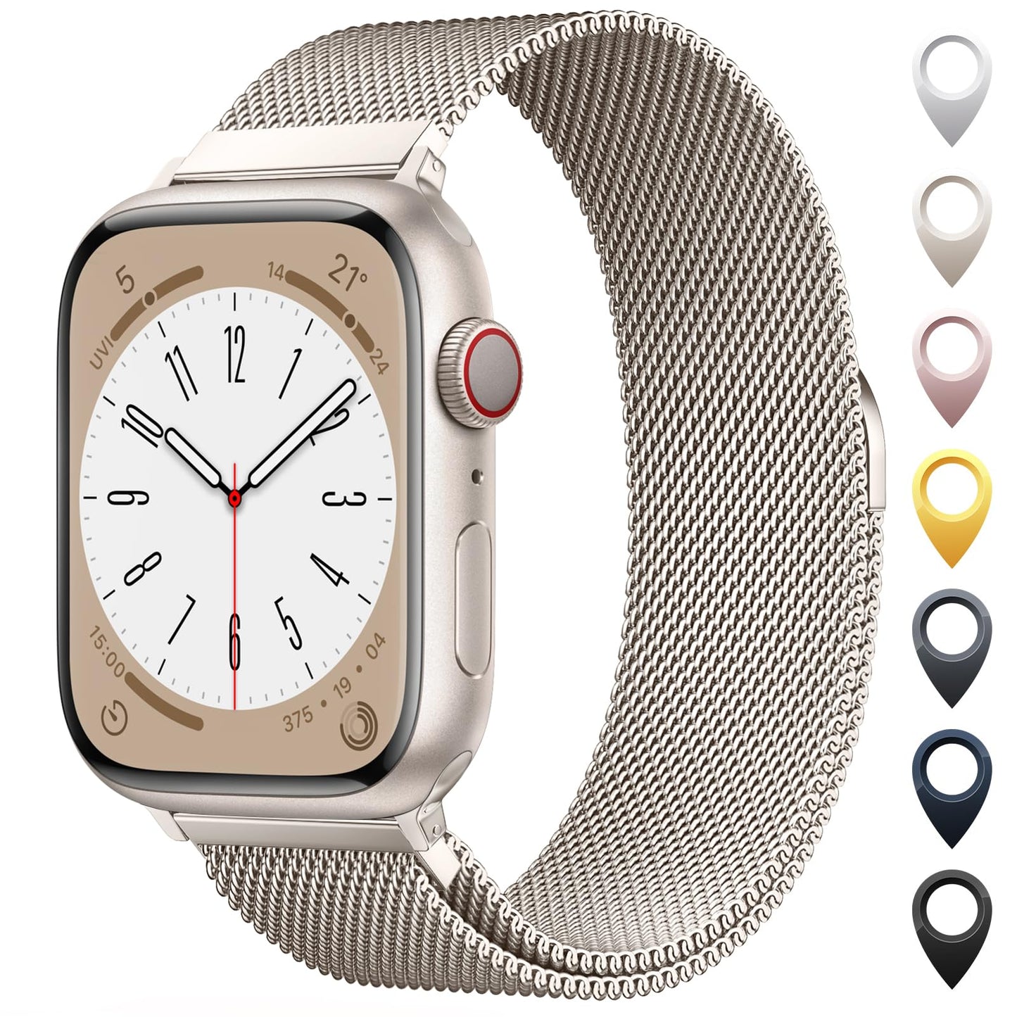 Original Milanese Loop Band Compatible with Apple Watch 38mm 40mm 41mm 42mm 44mm 45mm 46mm 49mm - Women & Men Magnetic Closure Adjustable Metal Strap for iWatch Series 11 10 9 8 7 6 5 4 SE2 3 Ultra2 3 -Like New