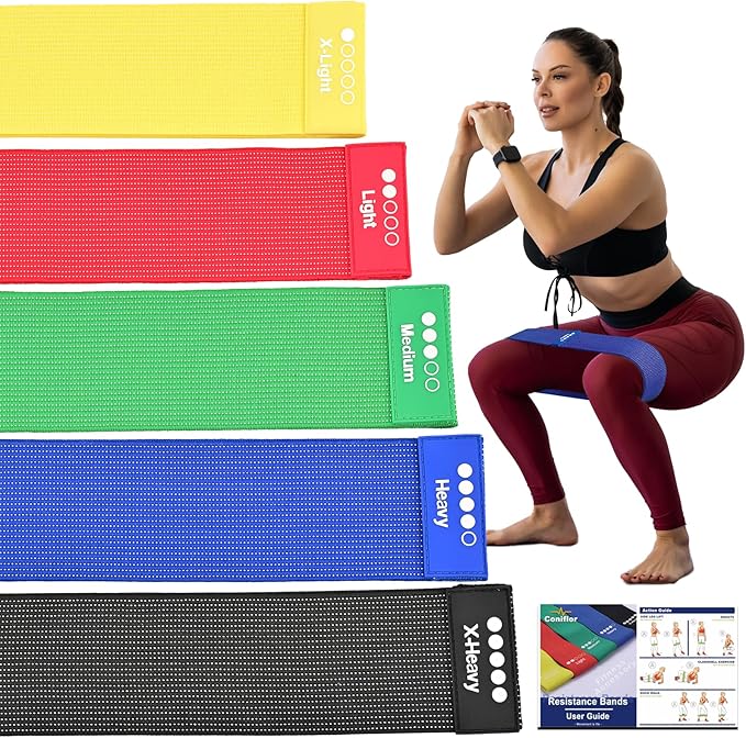 Resistance Bands for Working Out - Exercise Bands Set with Workout Guide - Fabric Elastic Bands for Physical Therapy - Fit...