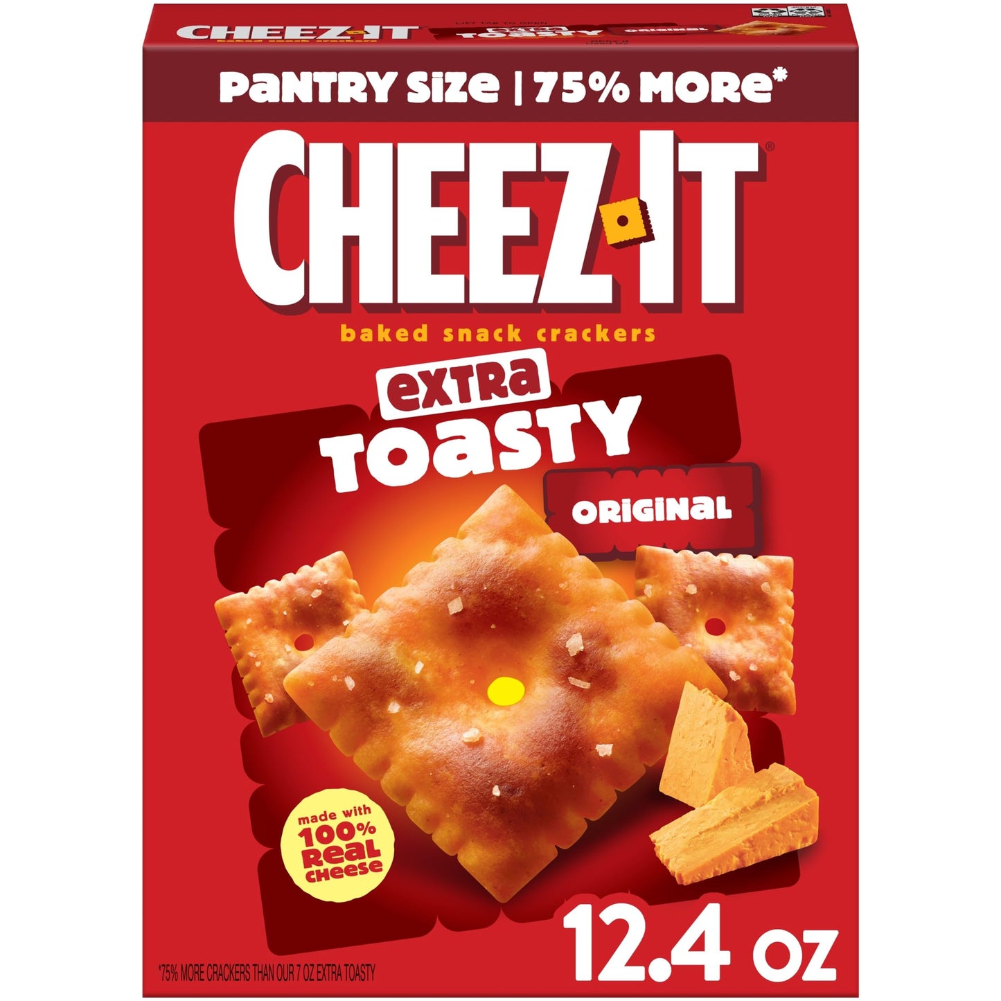 Cheez-It Cheese Crackers, Baked Snack Crackers, Lunch Snacks, Extra Toasty, 12.4oz Box (1 Box)