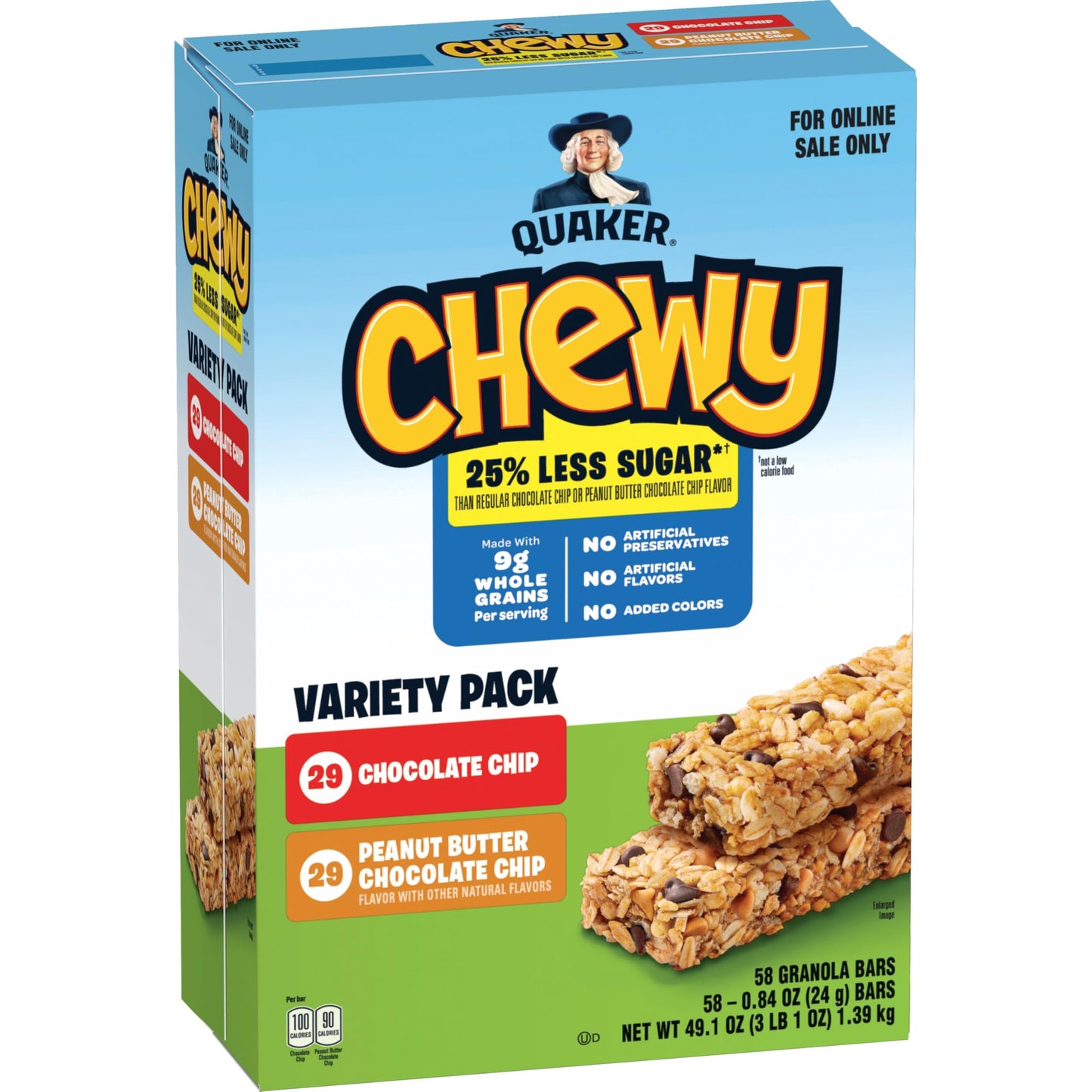 Quaker Chewy Granola Bars  25% Less Sugar  2 Flavor Variety Pack  (58 Pack)