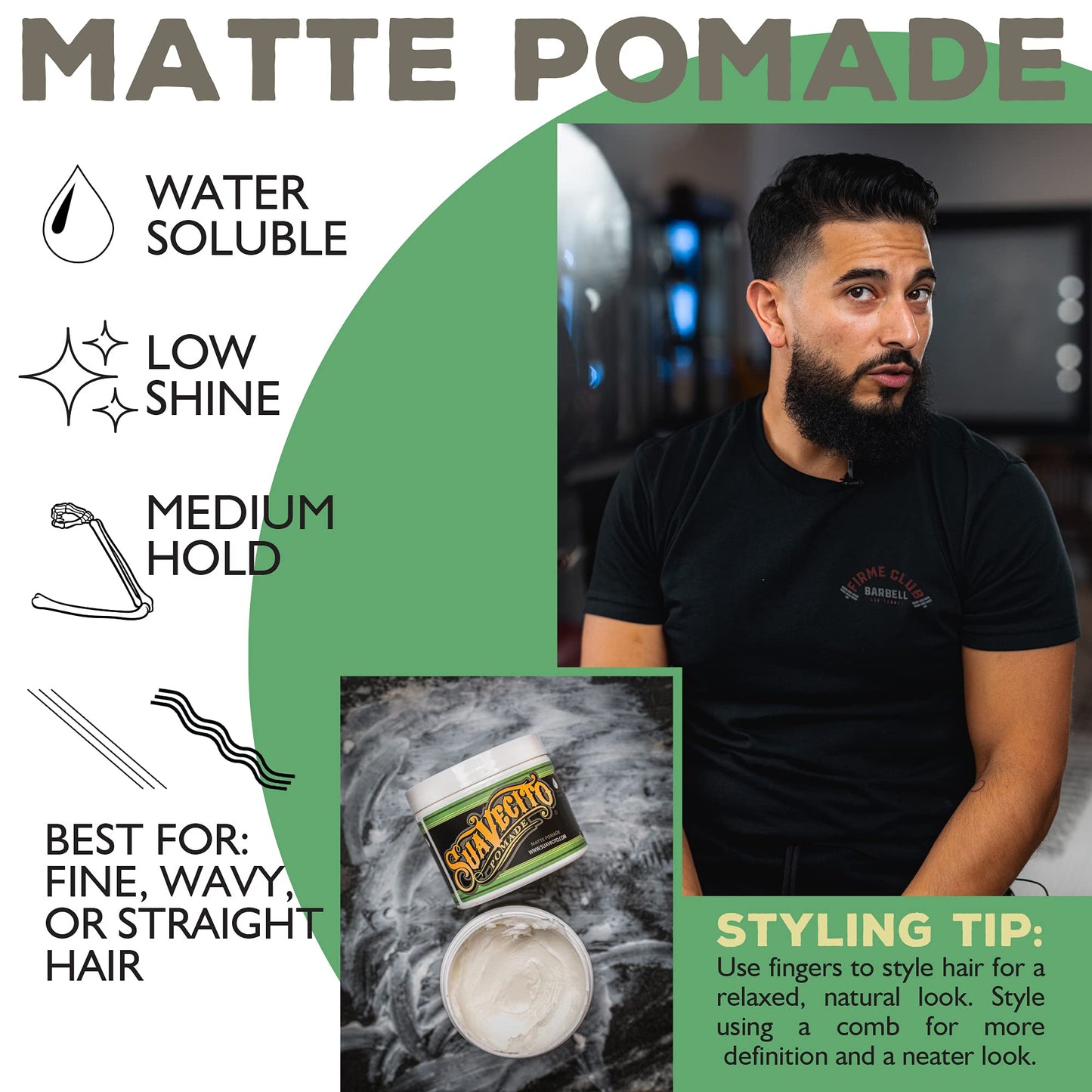 Suavecito Pomade Matte (No Shine) Formula 4 oz, 1 Pack - Medium Hold Hair Pomade For Men - Matte Hair Paste For Natural Texture