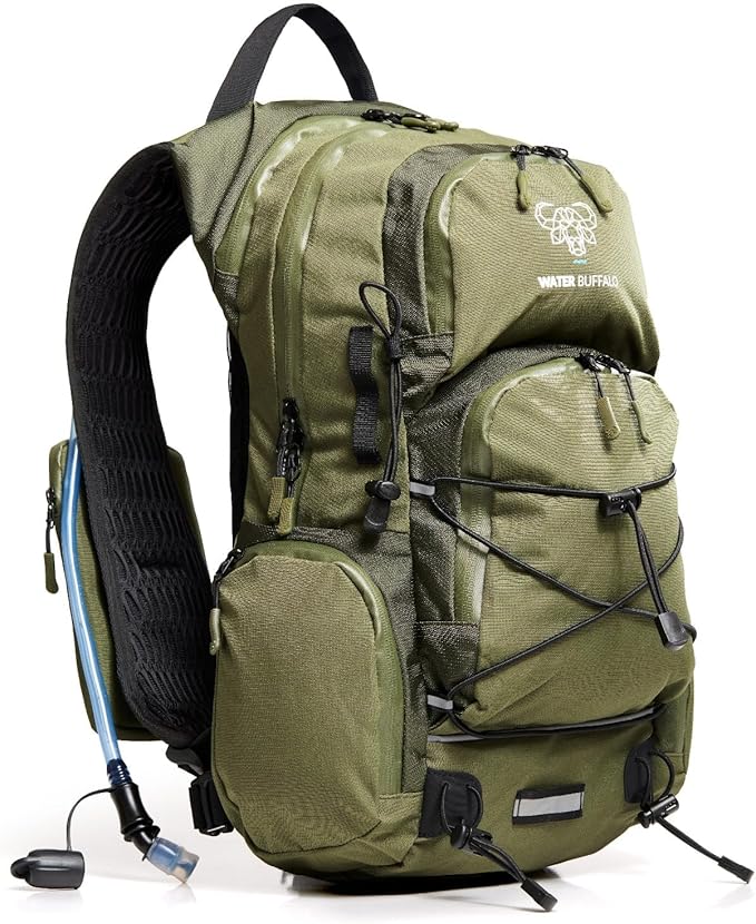 Water Buffalo Hydration Backpack - Sherpa 22L Hiking Backpack with Water Bladder - Water Backpack for Hiking with Waterpro...