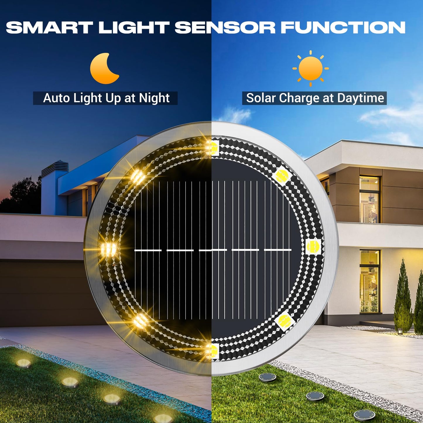 Peasur Mini Solar Ground Lights Outdoor  4 Pack Flat Solar Powered Disc Lights  Ip68 Waterproof  Anti-Rust  Landscape Lighting For Pathway Garden Yard Lawn Walkway Landscape Driveway  Warm White