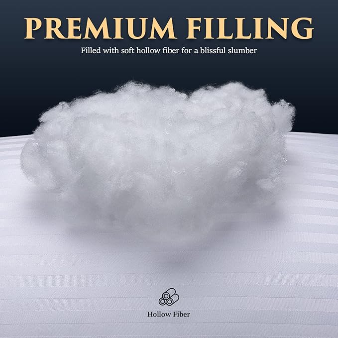 COZSINOOR Bed Pillows for Sleeping [Pack of 2] Cozy Dream Series Hotel Quality Pillows Premium Plush Fiber, Breathable Cooling Cover Skin-Friendly for Side Back and Stomach Sleepers (Standard Size)