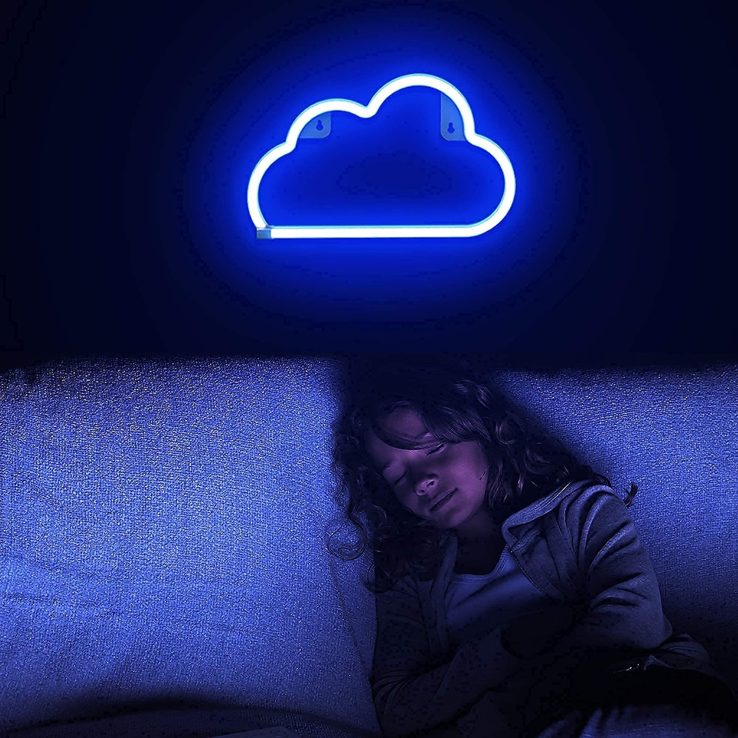 Lumoonosity Cloud Neon Sign - Usb Powered Blue Led Light For Wall Decor, Aesthetic Bedroom & Gaming Room - Model Nscloud