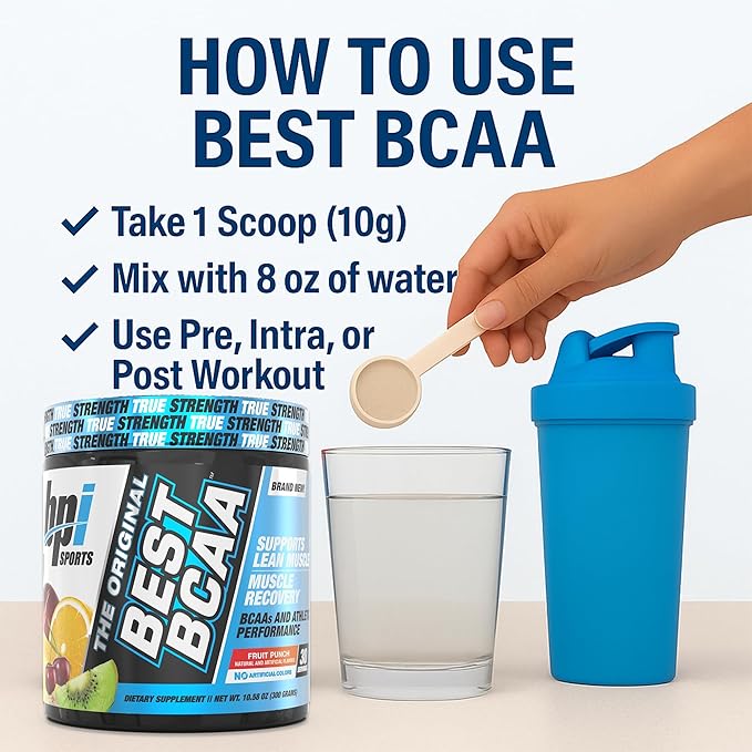 BPI Sports Best BCAA - Building Blocks of Protein and Muscle - Post-Workout Recovery - Weight Loss Support - Fruit Punch, 30 Servings, 300 grams