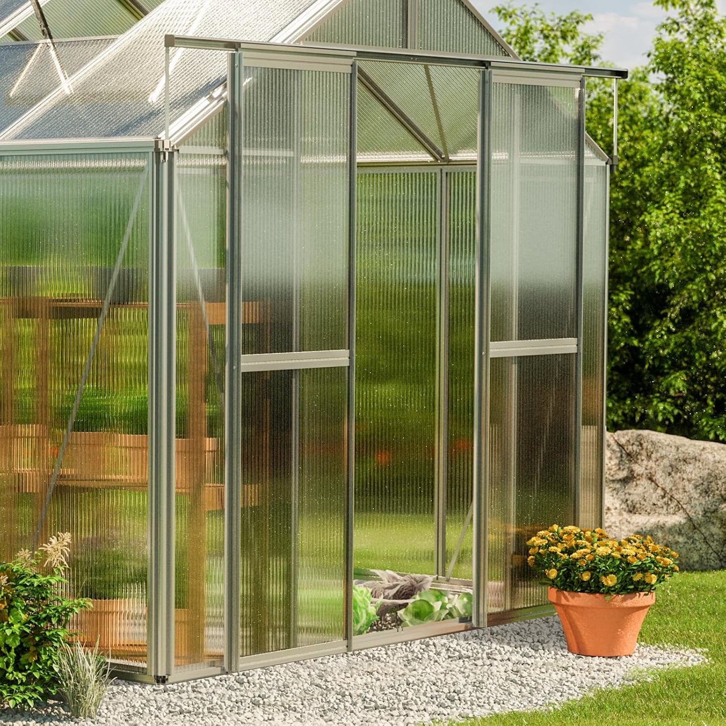 Greenhouse Saphir 3 Aluminum Frame 8.5 x 6.4 ft with Approx. 8 mm Polycarbonate Panels