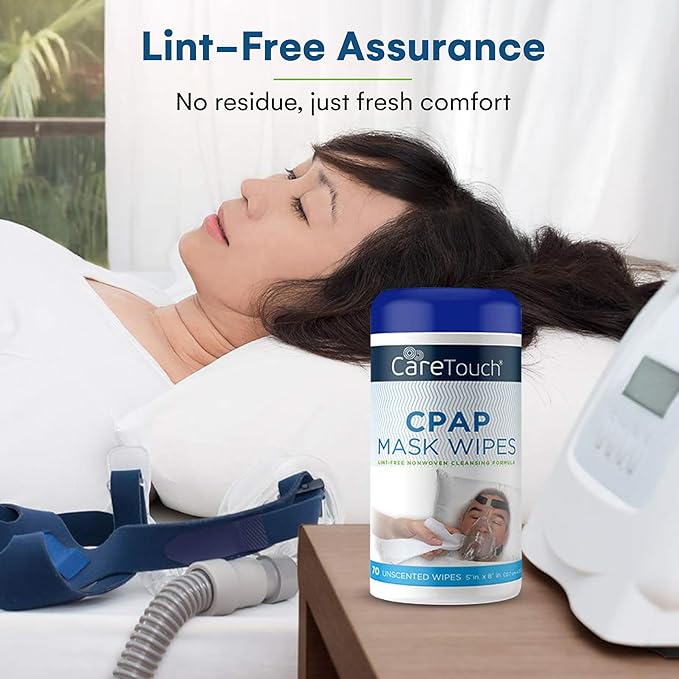 CareTouch CPAP Mask Wipes - 2 Packs of 70 Unscented Cloths for Daily Mask Care - 140 Total Soft Cleaning Sheets for CPAP Equipment - Gentle, Convenient, and Easy to Use