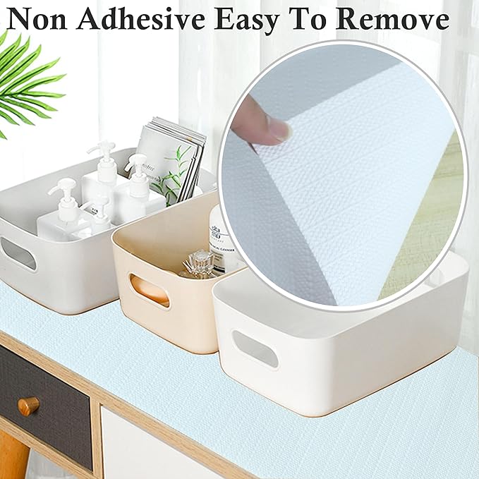 Shelf Liners 11 Inch Wide X 20 Ft Kitchen Cabinet Drawer Liners Non Slip Waterproof Pantry Shelves Refrigerator Liner Non Adhesive Strong Grip Bathroom Drawer Mat Cupboard Dresser Closet Liner