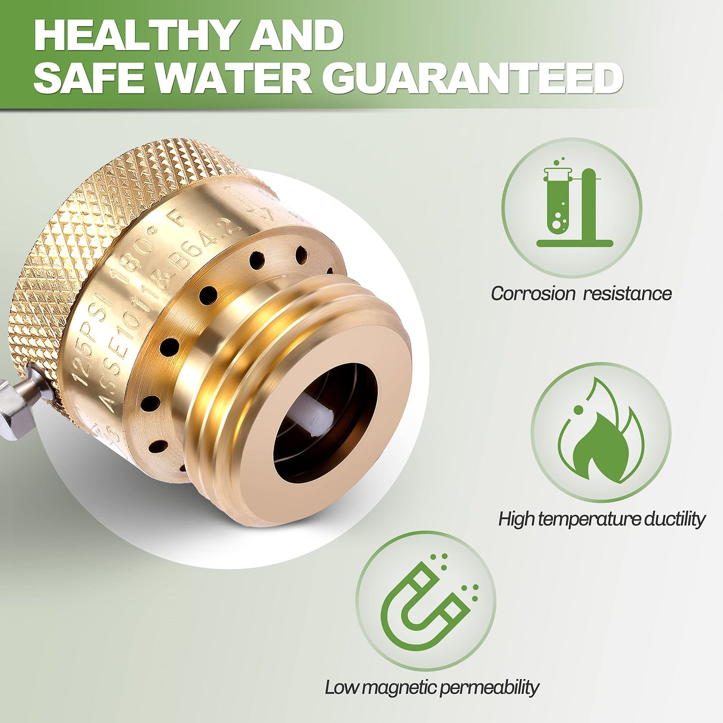 Litorange 2 Pack Brass 3/4" Inch GHT Hose Bibb Connector Backflow Preventer Vacuum Breaker