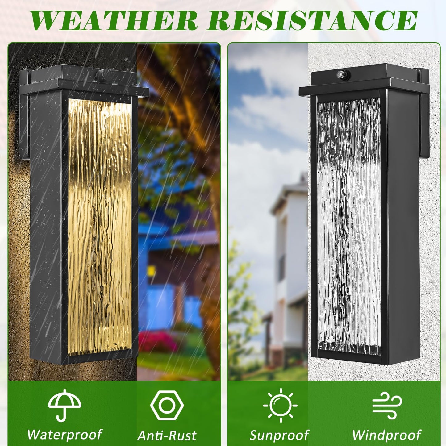 Venzblomia 16 Black Dusk To Dawn Led Outdoor Wall Light  Large Exterior Lighting Fixture  Modern Outside Wall Mounted Porch Sconce  Waterproof Patio Lantern Lamp With Sensor  1 Pack