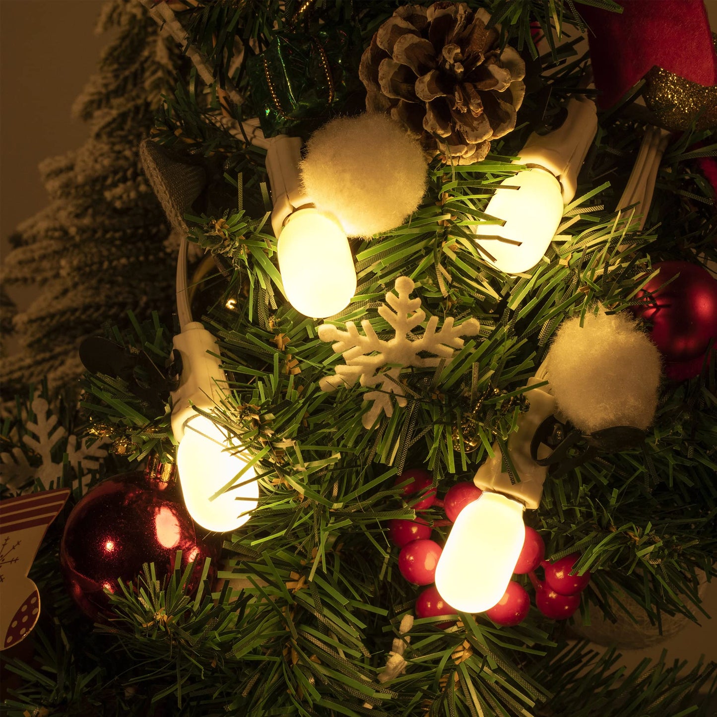 Meonum Christmas Village Replacement Light Bulbs  E12 Candelabra Base T20 Led Bulbs  0.7W 120V Replacement Light Accessories For Villages Houses  Christmas Tree  Halloween Pumpkin(48 Pieces)