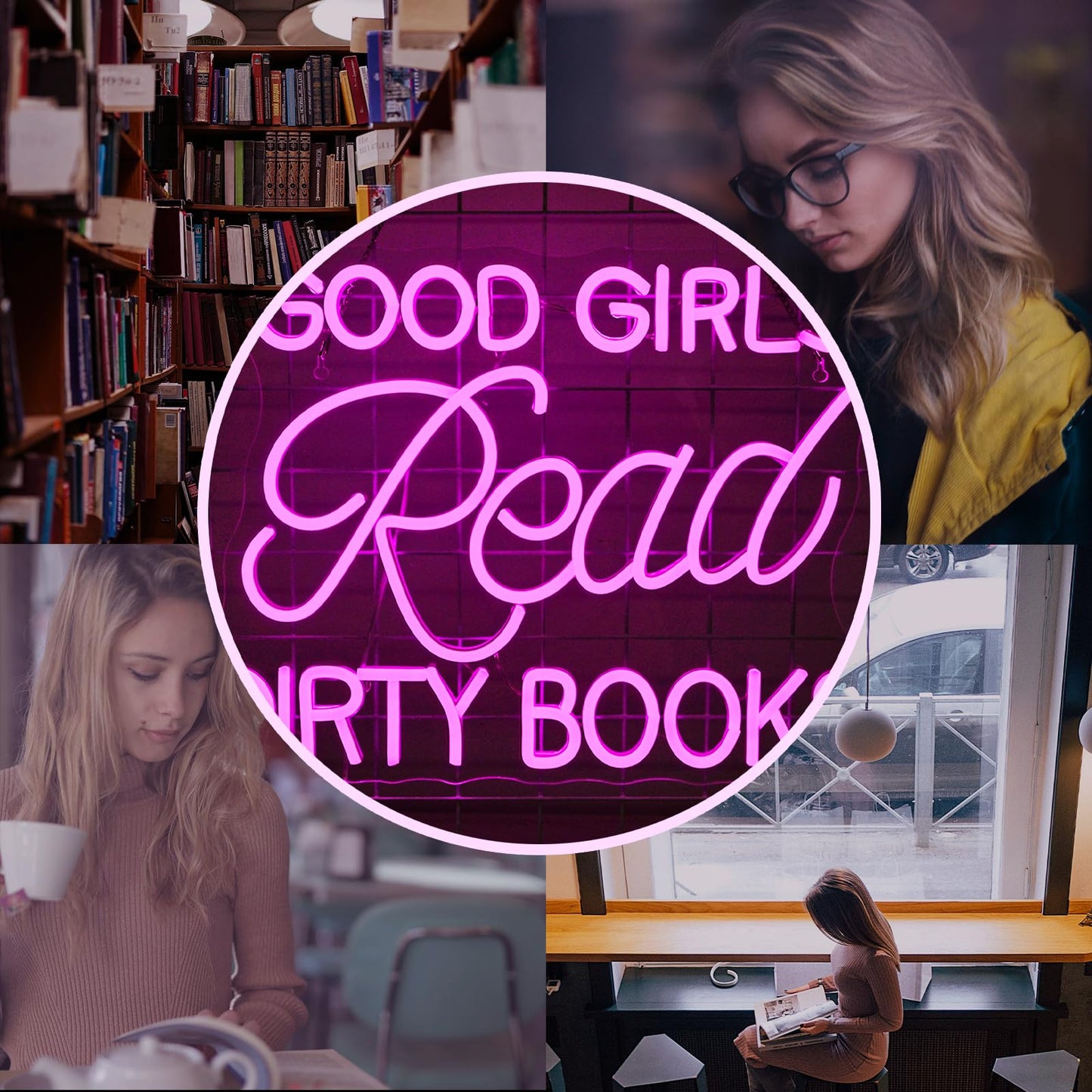 Jurong Led Neon Sign For Wall Decor  Good Girls Read Dirty Books Neon Light  Usb Powered Dimmable  5V/2A  16.5X12.5 For Home Book Party  Gift  Bedroom  Book Lover  Home Library