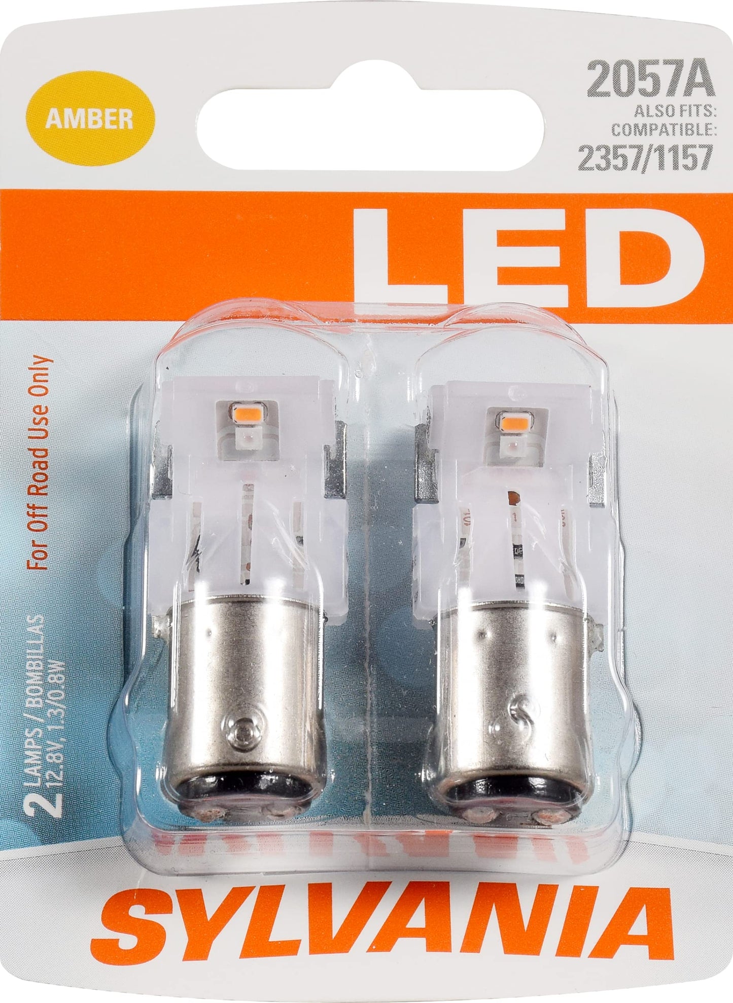 Sylvania 2057 Led Amber Mini Bulb - Bright, Ideal For Park And Turn Lights, 2-Pack