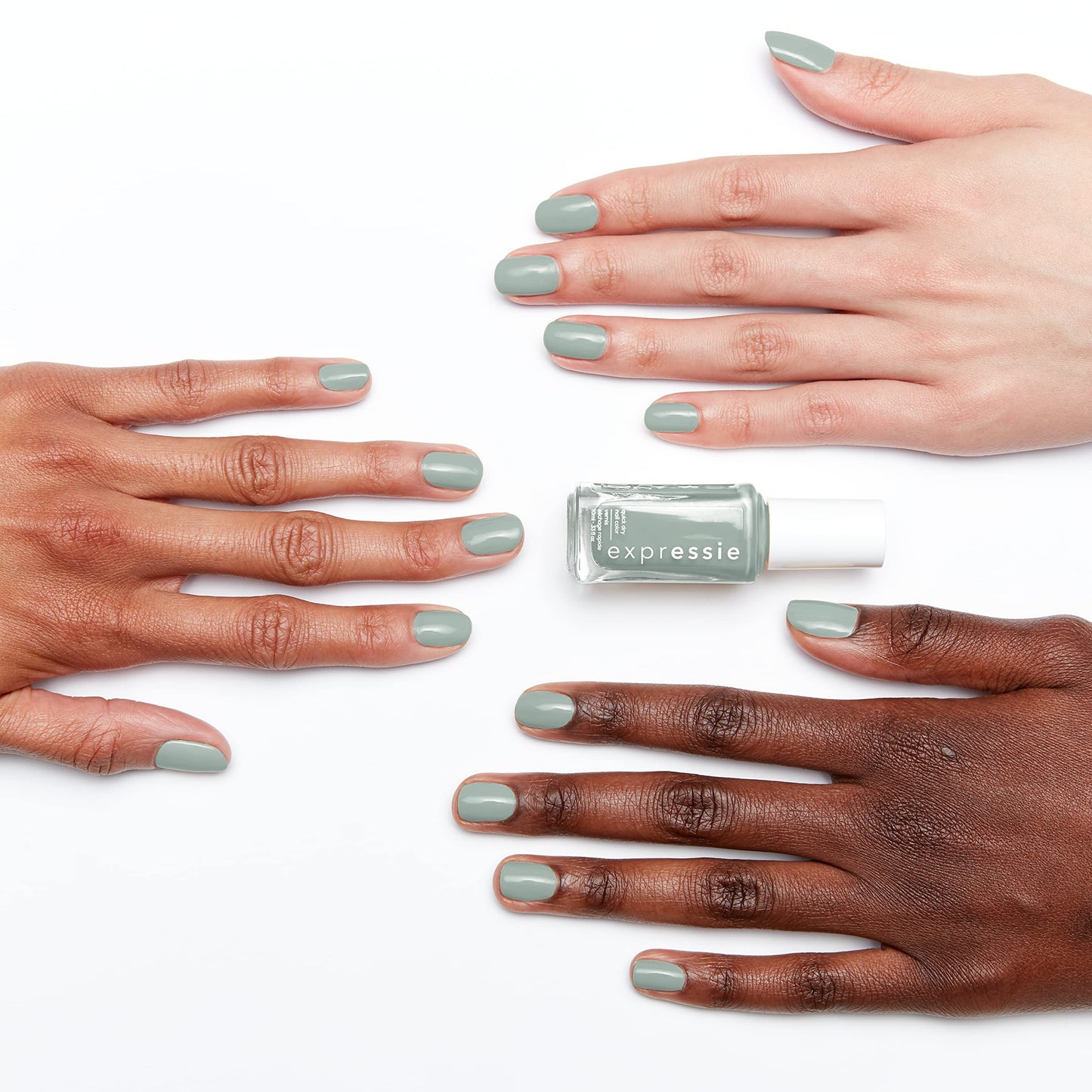 essie expressie Quick-Dry Nail Polish, 8-Free Vegan, Sk8 with Destiny, Soft Grey, Just for Kicks, 0.33 Ounce