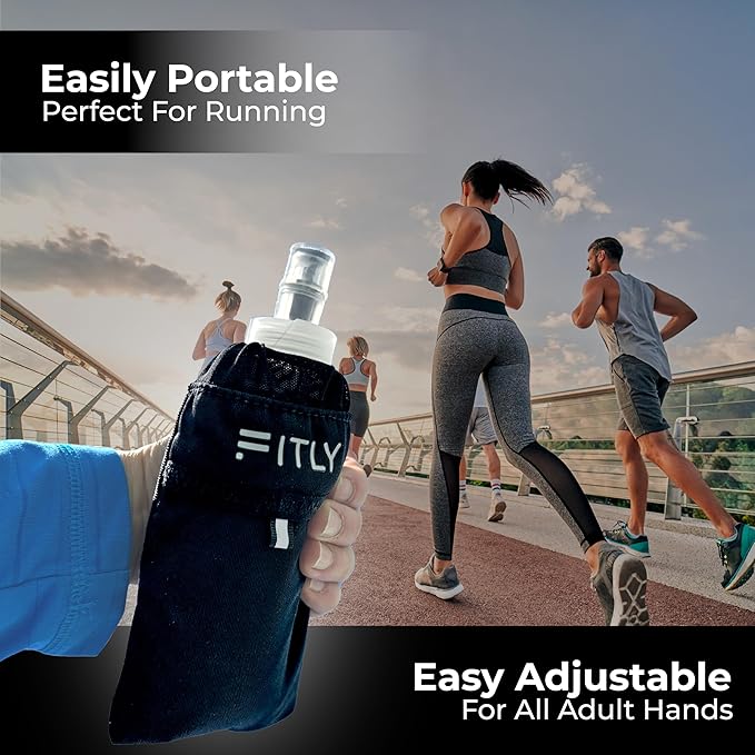 Running Handheld Water Bottle 12 oz Soft Flask - Hand Water Bottle For Runners, Hiking, Skiing & Outdoor Activity - Fits F2, F2, F3 & F4 Collapsible Flask - Hydration Bottle Holder with Pocket