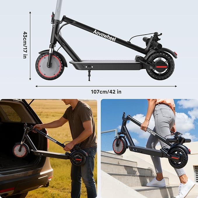 Electric Scooter Adults 8.5", Foldable Solid Tires E Scooter with Dual Suspension, 16 Mph, 350W Motor, Kick Scooters Max 16 Miles Long Range for Commuting, Electric Scooter for Adults, APP Control