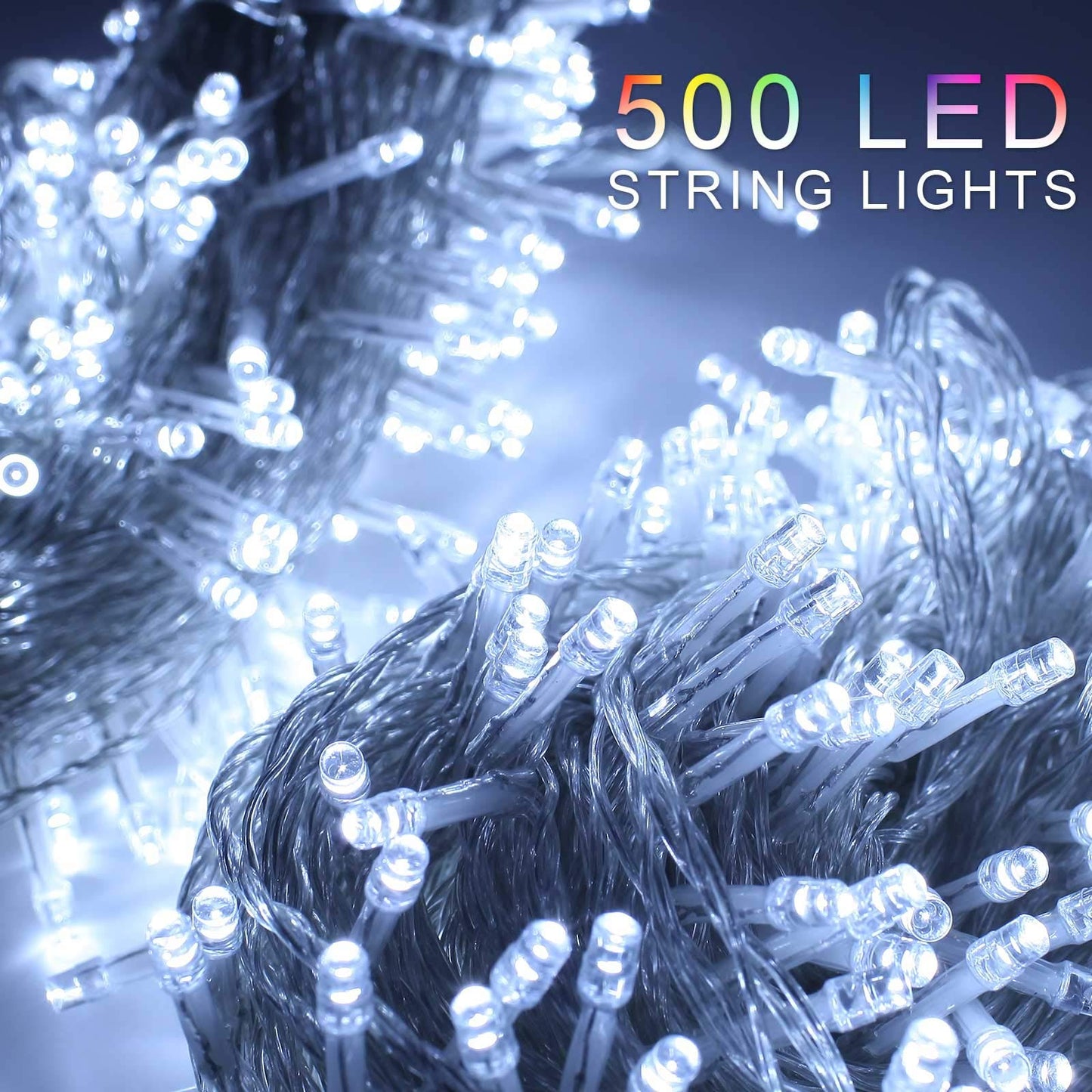 Zoic 500 Led Fairy String Lights, 100M (328Ft), 8 Modes, White, Plastic, Model Dag003U, Ideal For Christmas & Wedding Decorations