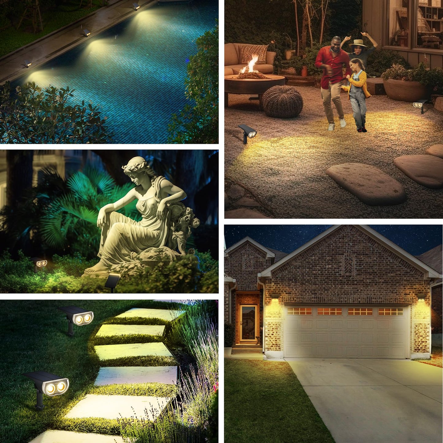 Linkind Solar Lights Outdoor StarRayS, Bright Solar Spot Lights Outdoor, IP67 Waterproof Spotlights for Landscape Garden Yard Walkway Patio Tree（Warm White, 6 Pack）