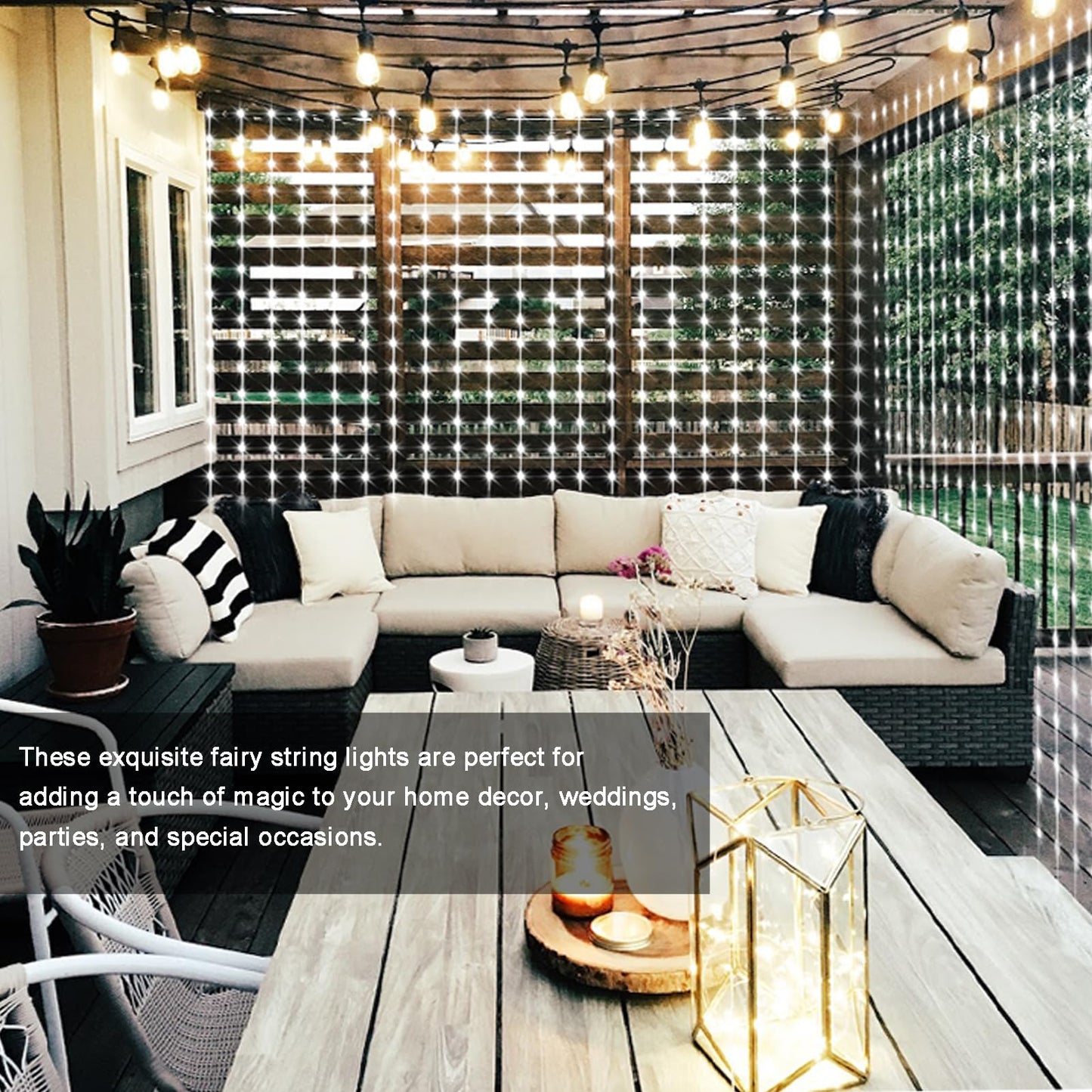 echosari Battery Operated Curtain String Lights, 200 LED, 6.6ft, Waterproof, 8 Modes, Cool White