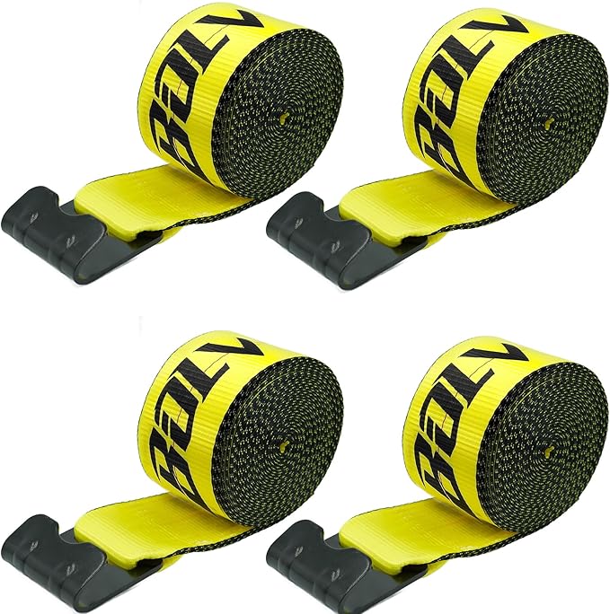 Bolvixor 4 Pack 4" x30' Winch Straps with Flat Hooks, 16200LBS Break Strength Heavy Duty Tie Down Straps for Flatbed Truck...