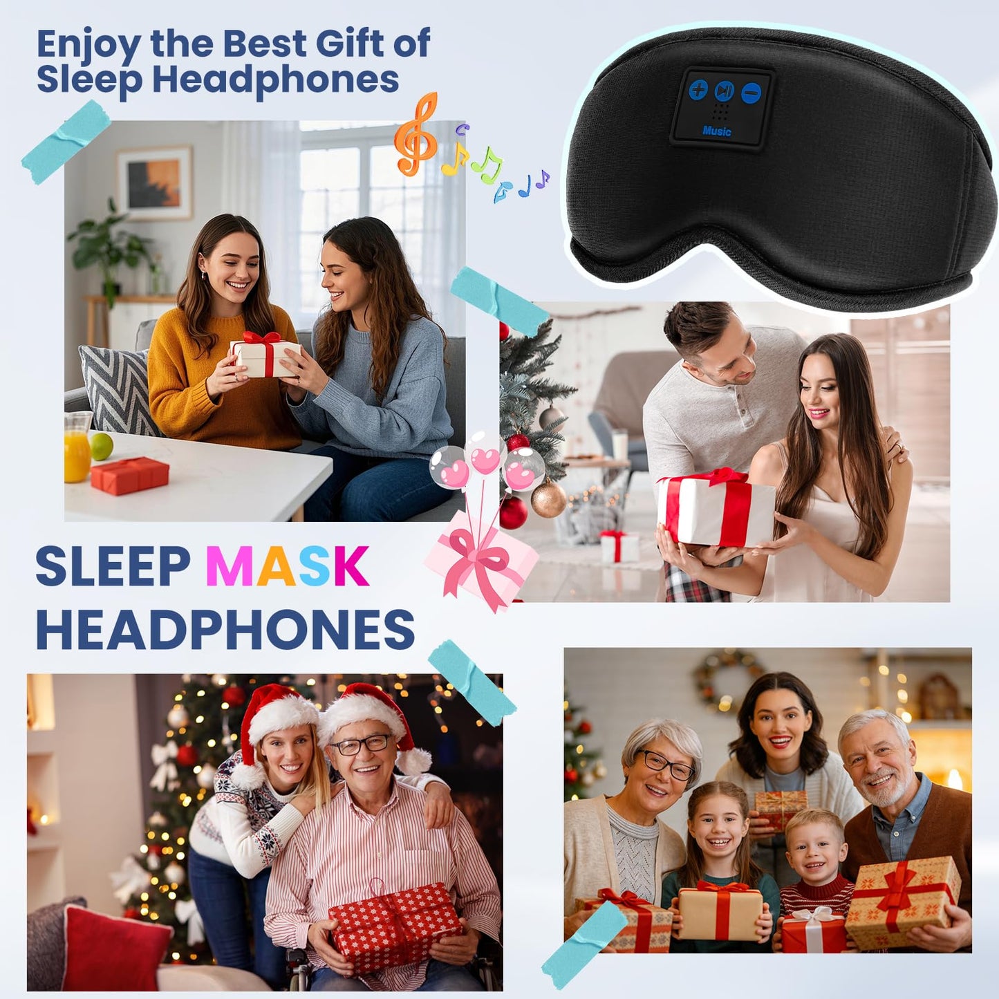 Sleep Headphones, HILDCROA Sleep Mask with Bluetooth Headphones, Sleeping Headphones for Side Sleeper, Bluetooth Eye Mask for Sleeping, Meditation & Travel