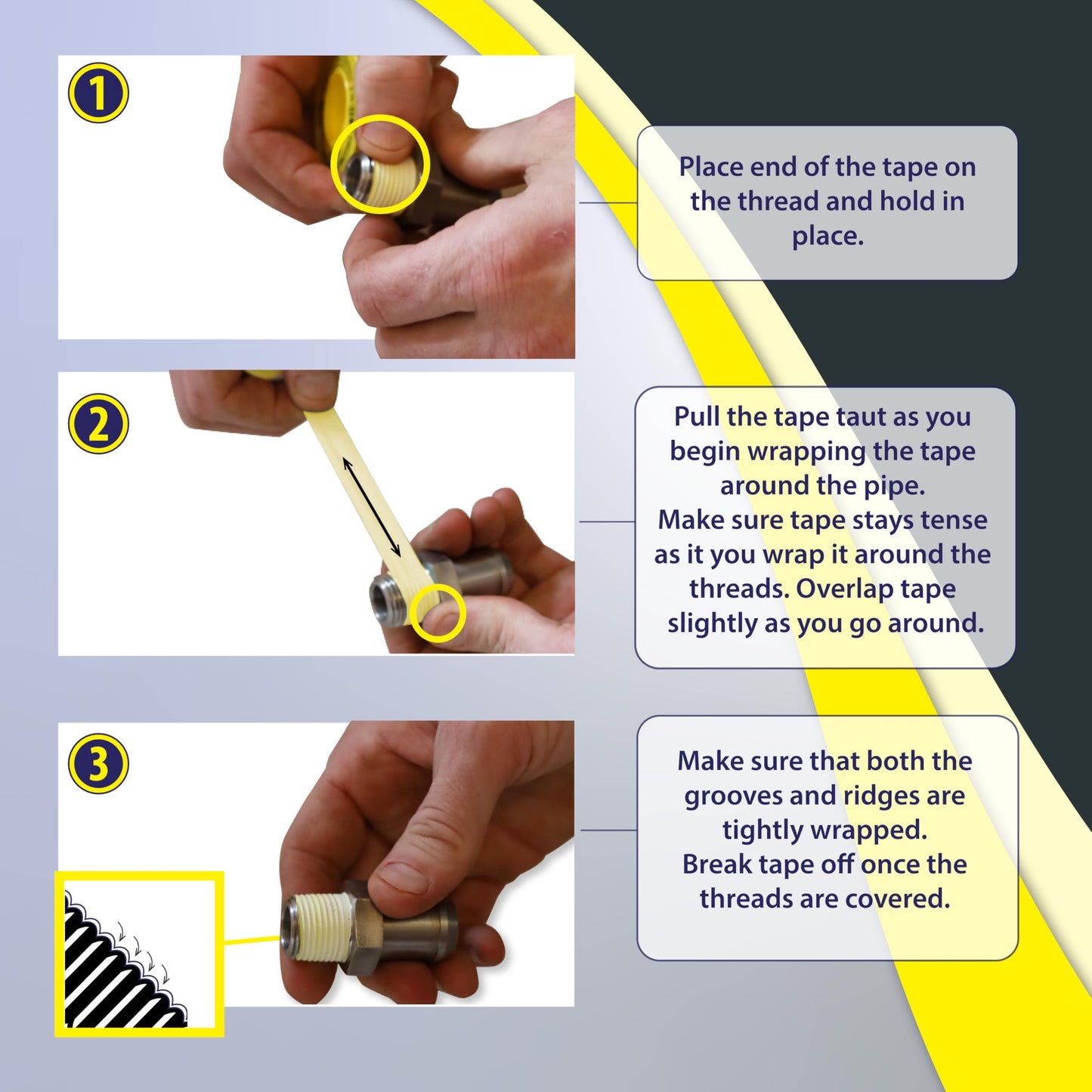 Gasoila Yellow PTFE Thread Seal Tape – Professional-Grade, 1/2 Inch x 260 Inch, High-Density Thread Tape for Gas Lines– Leak-Proof Seal, Non-Toxic
