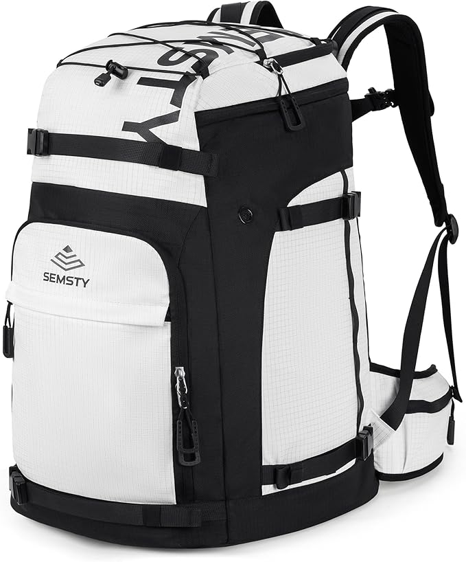 SEMSTY Ski Boot Bag, 55L/70L Waterproof Ski and Snowboard Boots Travel Backpack for Skis, Snowboard, Ski Helmet, Goggles, ...