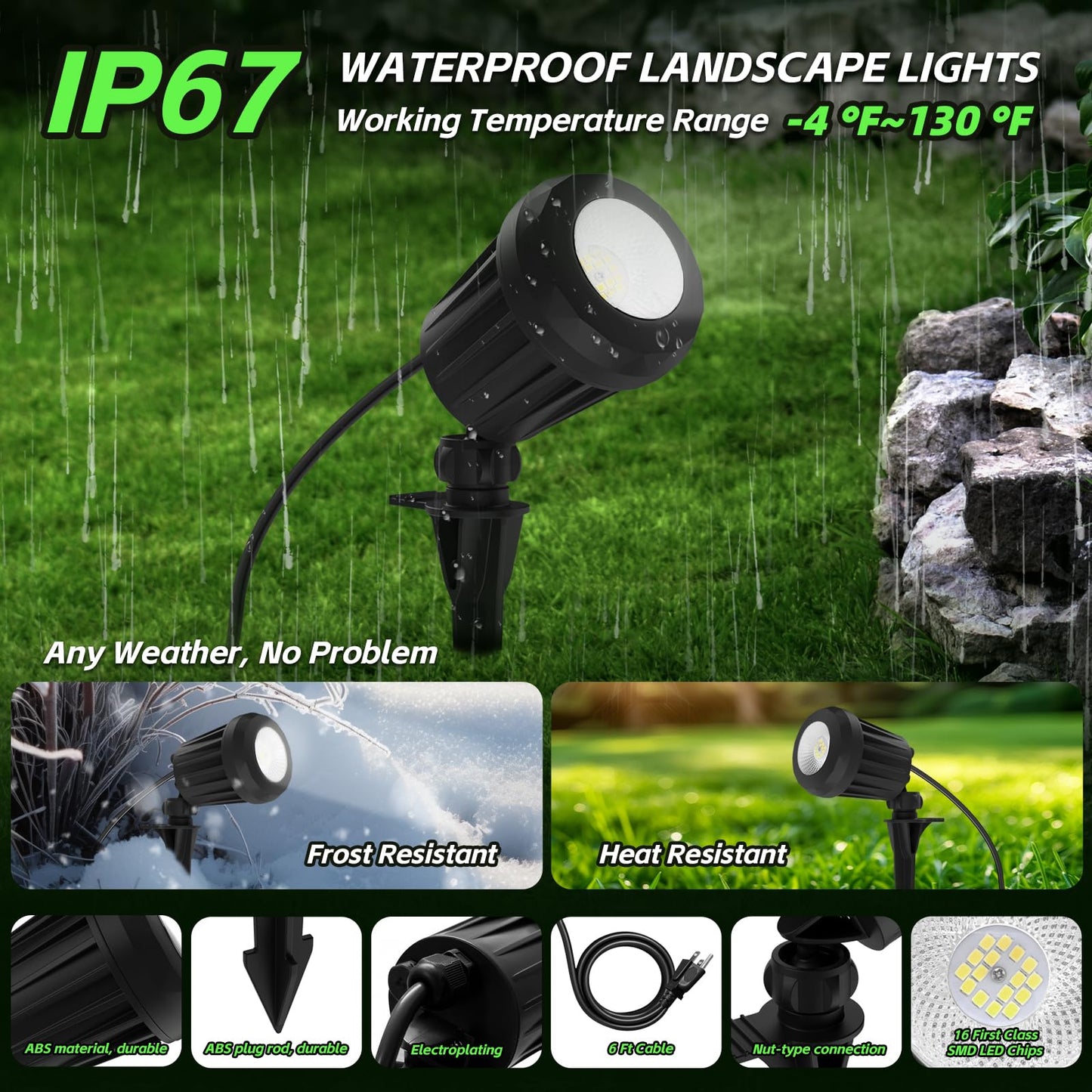 Holeva Halloween & Christmas Outdoor Spotlight  6500K Cool White Led Landscape Lighting With 4 Lenses (Rgb Purple)  Ip67 Waterproof  120V Plug-In For Yard  Garden Tree Holiday Decor(4 Pack  Black)
