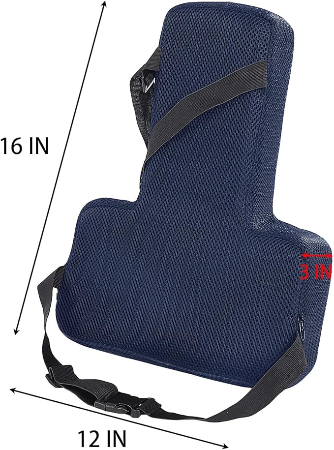 HOMBYS Lumbar Support Pillow for Office Chair-Seat Cushion for Back Support, Improved Sitting Posture and Upper/Lower Back Pain Relief for Desk Chairs, Car Seats and Airplanes (Navy Blue, 16"x12"x3")