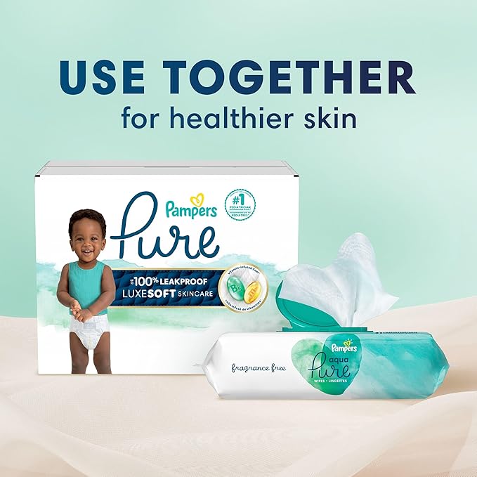 Pampers Pure Protection Baby Diapers, Size 3 (16-28 lbs), 168 Count, Up to 100% Leakproof, Premium Plant-Based Skin Protection, Hypoallergenic Soft Diapers