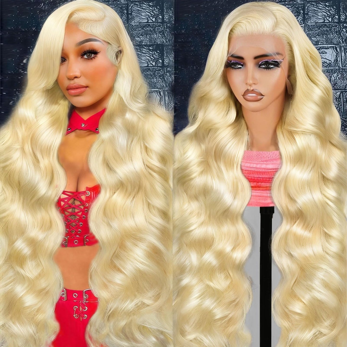Shciyair 32 Inch 613 Lace Front Wig Human Hair 200 Density Blonde Wig Human Hair 613 HD Lace Frontal Wig 13x6 Blonde Body Wave L