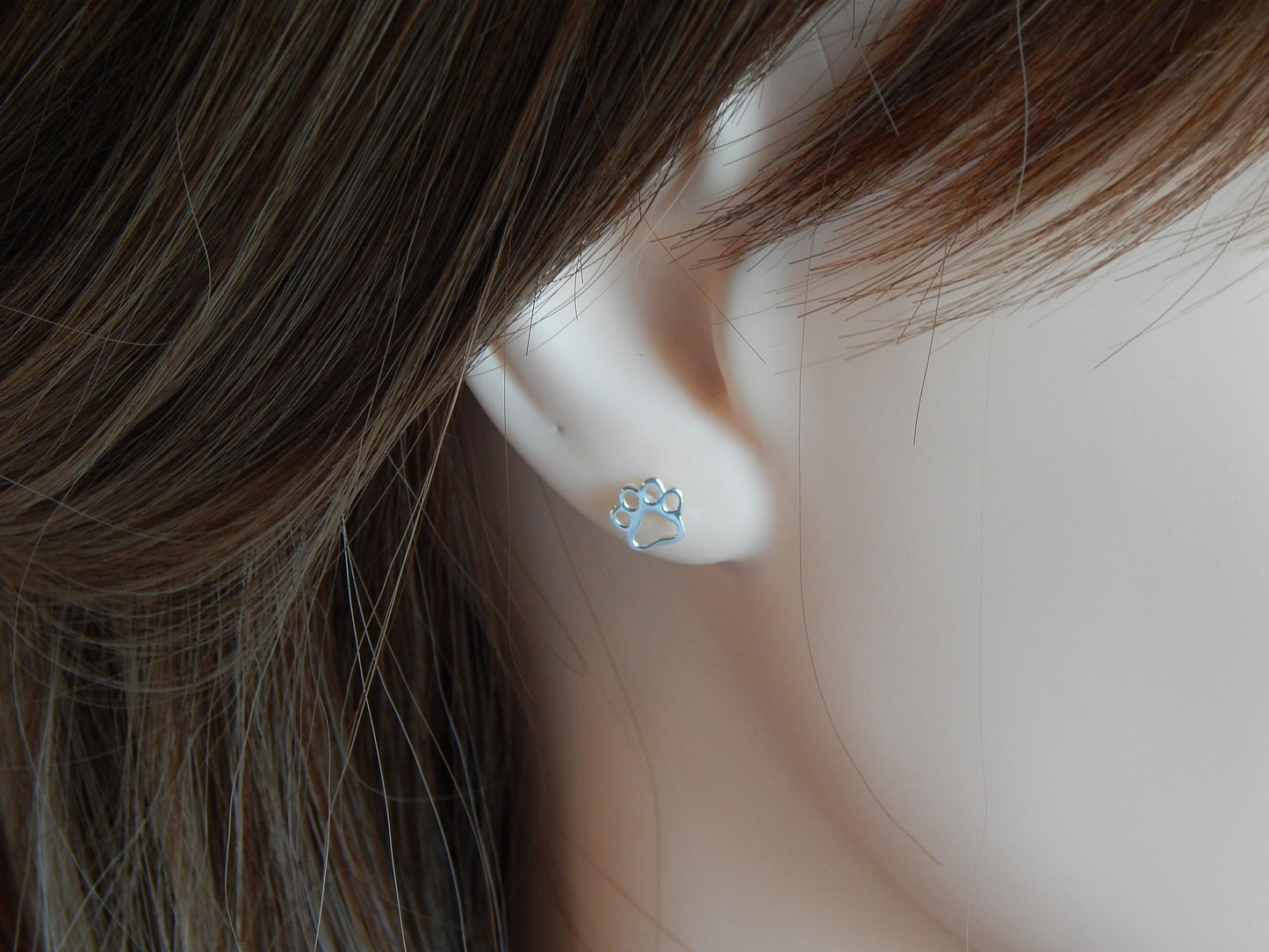 925 Sterling Silver Hypoallergenic Paw Print Stud Earrings (Choose Your Style) (Hollow)