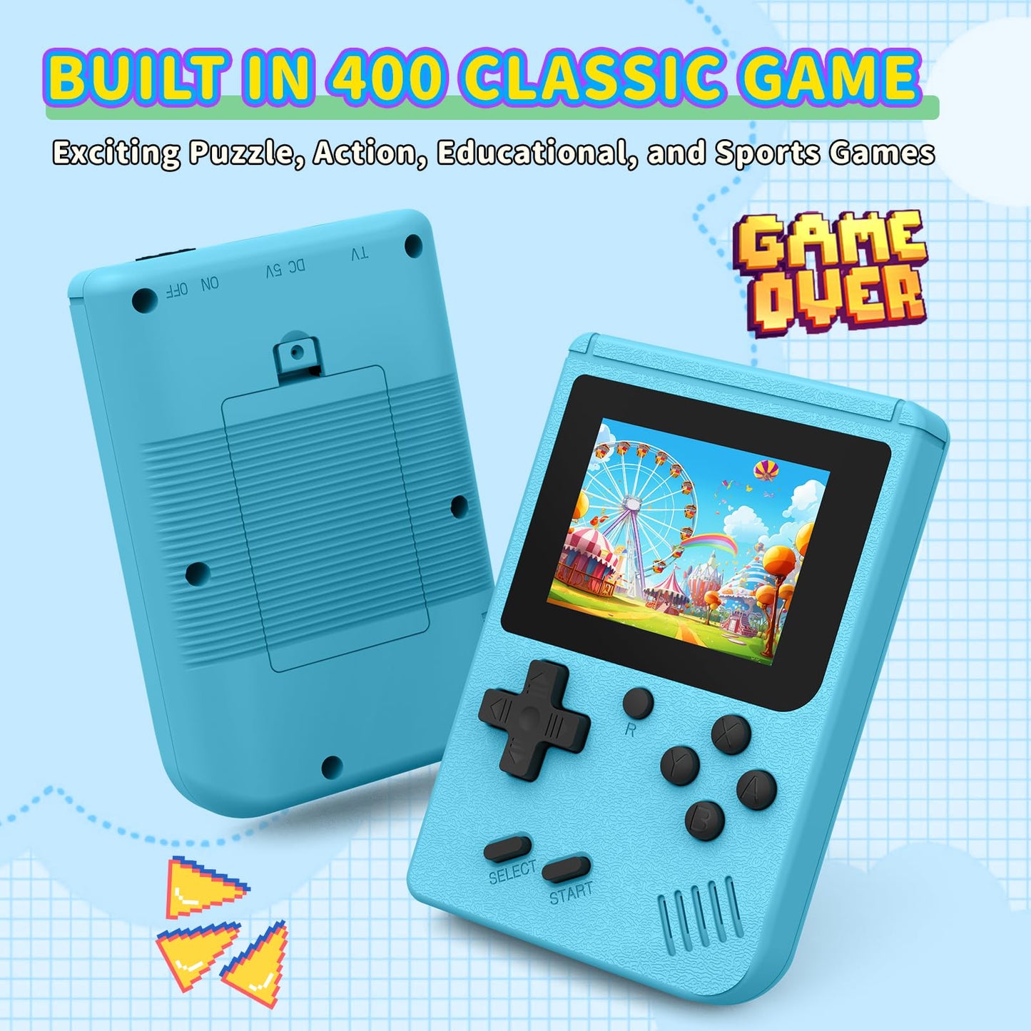 Retro Gaming Console, Portable Video Game Console with 3.0 inch IPS Screen and Preloaded 400 Classic Video Games, Mini Retro Handheld Game Console (Blue)