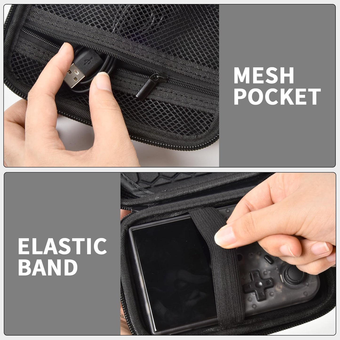 PAIYULE Travel Case Compatible with RG353V/ RG353VS/ R36S/ Game Boy Retro Handheld Game Console, Handheld Emulator Storage Holder Organizer, Android Game Console Carrying Bag (Box Only)
