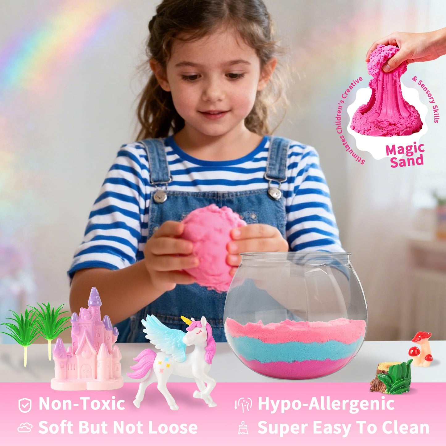 Unicorn Light-Up Terrarium Kit Toys For Kids - Not Fragile - Led Birthday Gift For Girls Ages 4 5 6 7 8-12 Year Old - Unicorn Toys For Girls - Diy Arts And Craft Kits With Stickers (Round)